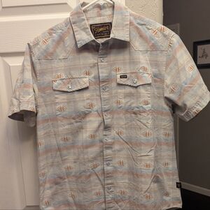 Howler Brothers Light Blue and Tan Plaid H-bar-B Snap shirt With Western Accents
